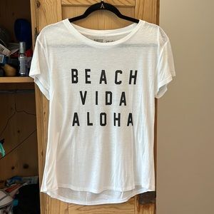 Women’s AMUSE x Samudra “Beach Vida Aloha” white tee size M